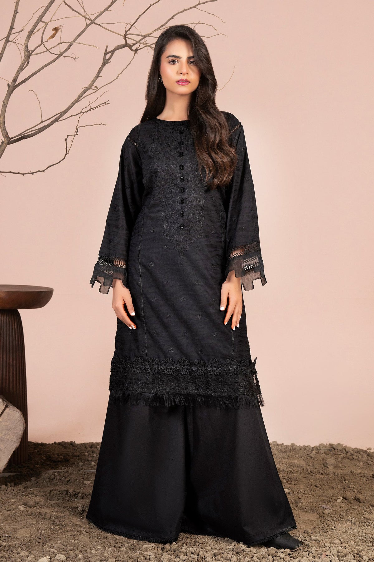 2 Piece - Unstitched Jacquard  Embroidered Lawn